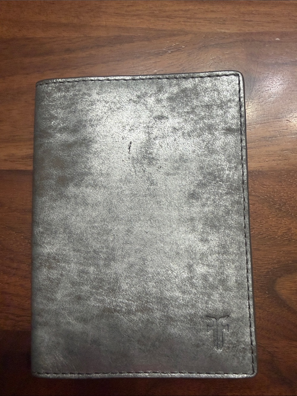 Frye Metallic Silver Leather Passport Holder